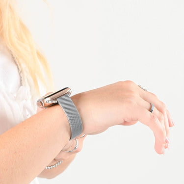 Wholesale jewelry 18K Gold PVD Stainless Steel Mesh Adjustable Smartwatch Band - stainless model 