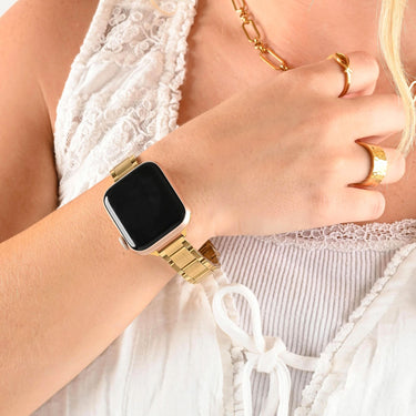 Wholesale jewelry 18K Gold PVD Stainless Steel Classic Smartwatch Band- gold model 
