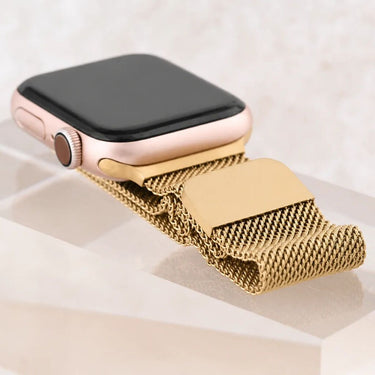 Wholesale jewelry 18K Gold PVD Stainless Steel Mesh Adjustable Smartwatch Band - gold studio 