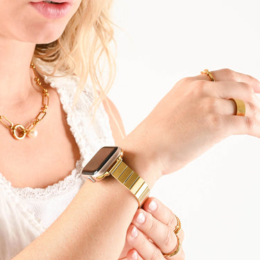 Wholesale jewelry 18K Gold PVD Stainless Steel Flex Smartwatch Band- gold model  