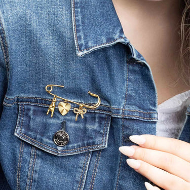 Gold Charm Brooch 