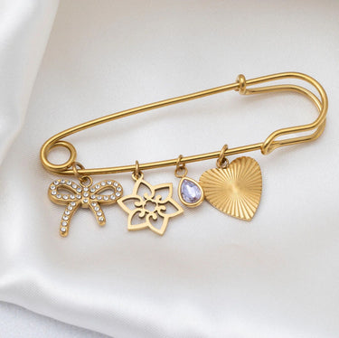 Gold Charm Brooch 