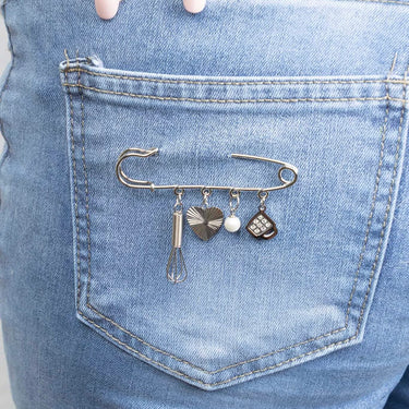 Silver Charm Holder Brooch