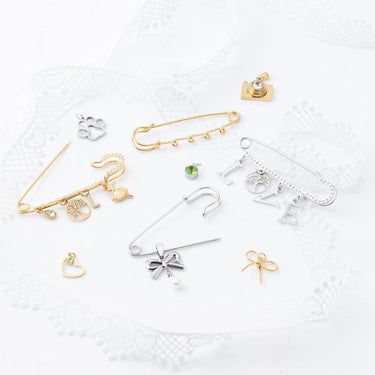 Wholesale jewry 18K Gold Stainless Steel Charm With Stones Brooch- collection shot 