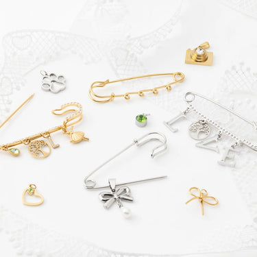 Wholesale jewelry 18K Gold Stainless Steel Charm Holder Brooch- collection shot 