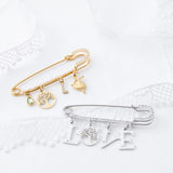 Wholesale jewry 18K Gold Stainless Steel Charm With Stones Brooch- gold and stainless studio 