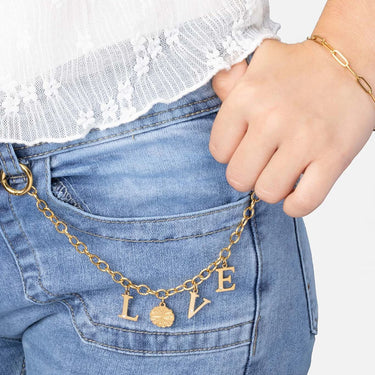 Wholesale jewelry 18K Gold PVD Stainless Steel Loop Bag Chain- Gold model