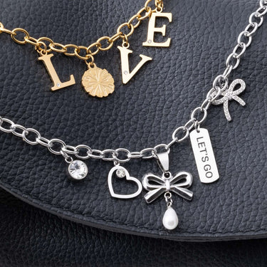 Wholesale jewelry 18K Gold PVD Stainless Steel Loop Bag Chain- Gold and Stainless studio 