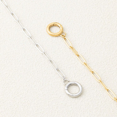 Wholesale jewelry 18K Gold PVD Stainless Steel Paperclip Bag Chain- gold and stainless studio 