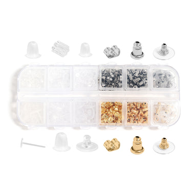 700 Pcs - 12 Styles Assorted Stainless Steel Earring Backs / ENC1000