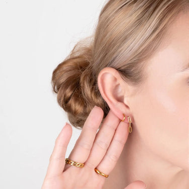 18K Gold PVD Stainless Steel Paperclip Earrings- gold model 