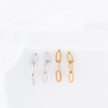 18K Gold PVD Stainless Steel Paperclip Earrings- gold and silver studio 