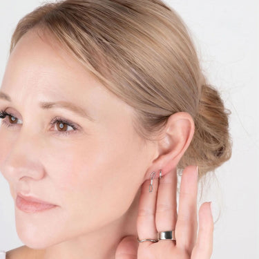 18K Gold PVD Stainless Steel Paperclip Earrings- silver model  