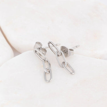 18K Gold PVD Stainless Steel Paperclip Earrings- silver studio 