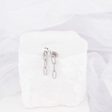 18K Gold PVD Stainless Steel Paperclip Earrings- silver studio 