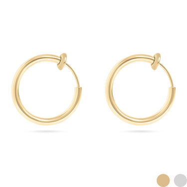 PVD en or 18 carats en acier inoxydable coulissant les boucles d'oreilles de cerceau de cerceau/erj0004