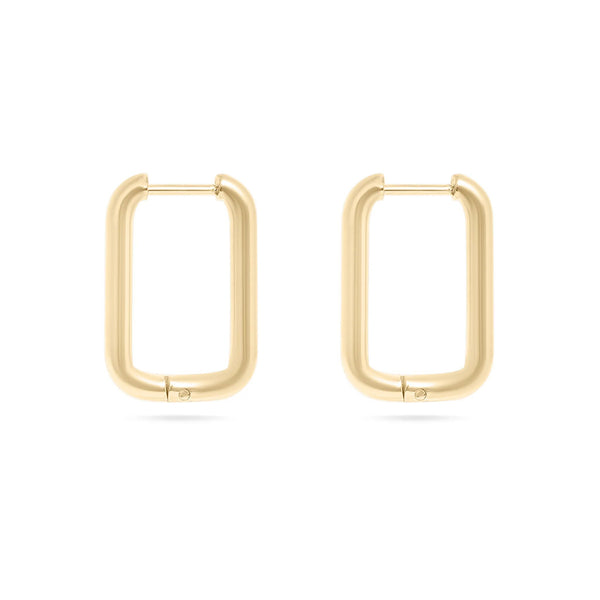 14K Gold Filled PLUS Rectangle Huggie Earrings