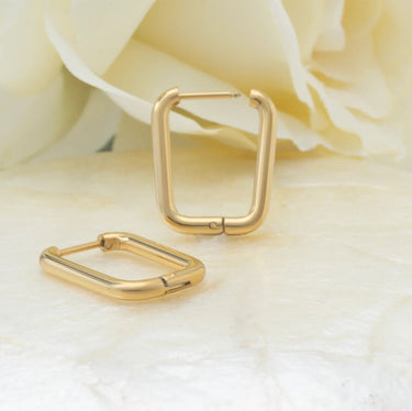 14K Gold Filled PLUS Rectangle Huggie Earrings