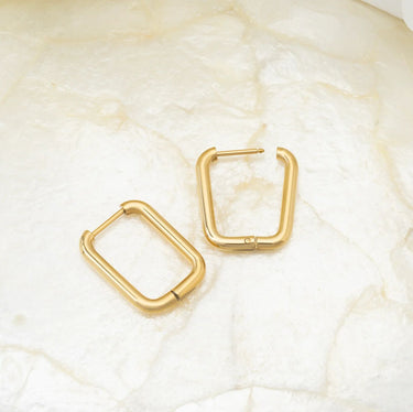 14K Gold Filled PLUS Rectangle Huggie Earrings