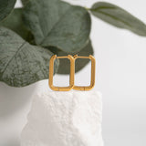 18K Gold PVD Stainless Steel Rounded Rectangle Huggie Earrings- gold studio 