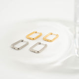18K Gold PVD Stainless Steel Rounded Rectangle Huggie Earrings- gold and silver studio 