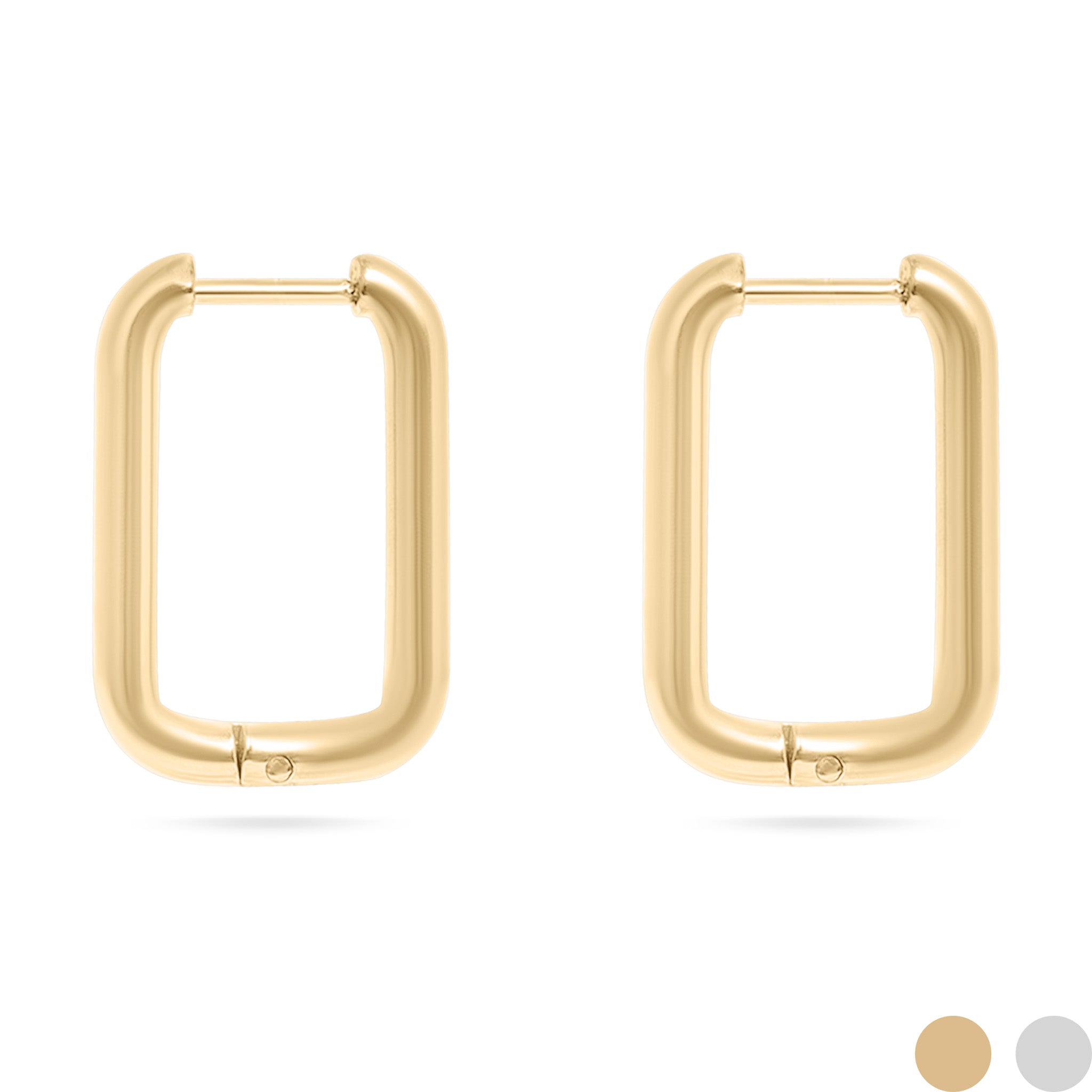 18K Gold PVD Stainless Steel Rounded Rectangle Huggie Earrings / ERJ0005