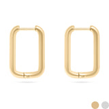 18K Gold PVD Stainless Steel Rounded Rectangle Huggie Earrings- gold main 