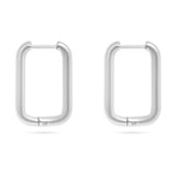 18K Gold PVD Stainless Steel Rounded Rectangle Huggie Earrings- silver main 