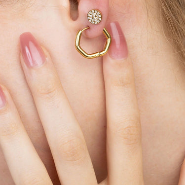 18K Gold PVD Stainless Steel Rounded Geometric Huggie Hoop Earrings-gold model 