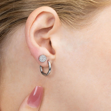 18K Gold PVD Stainless Steel Rounded Geometric Huggie Hoop Earrings- silver model