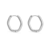 18K Gold PVD Stainless Steel Rounded Geometric Huggie Hoop Earrings-silver main 