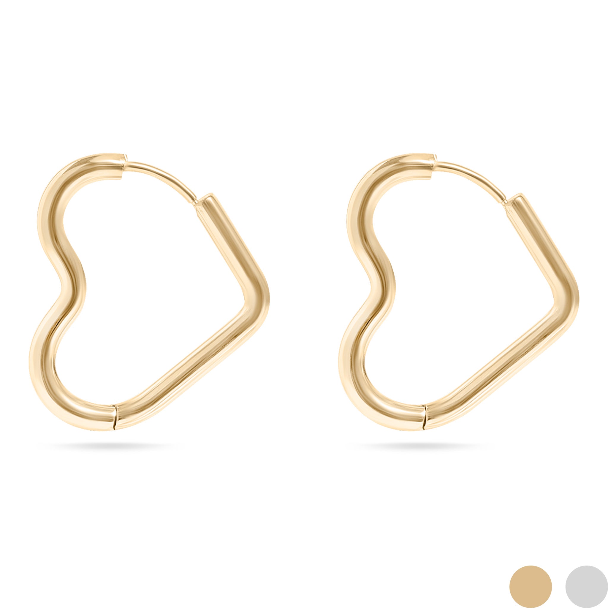 18K Gold PVD Stainless Steel Heart Hoop Earrings / ERJ0007