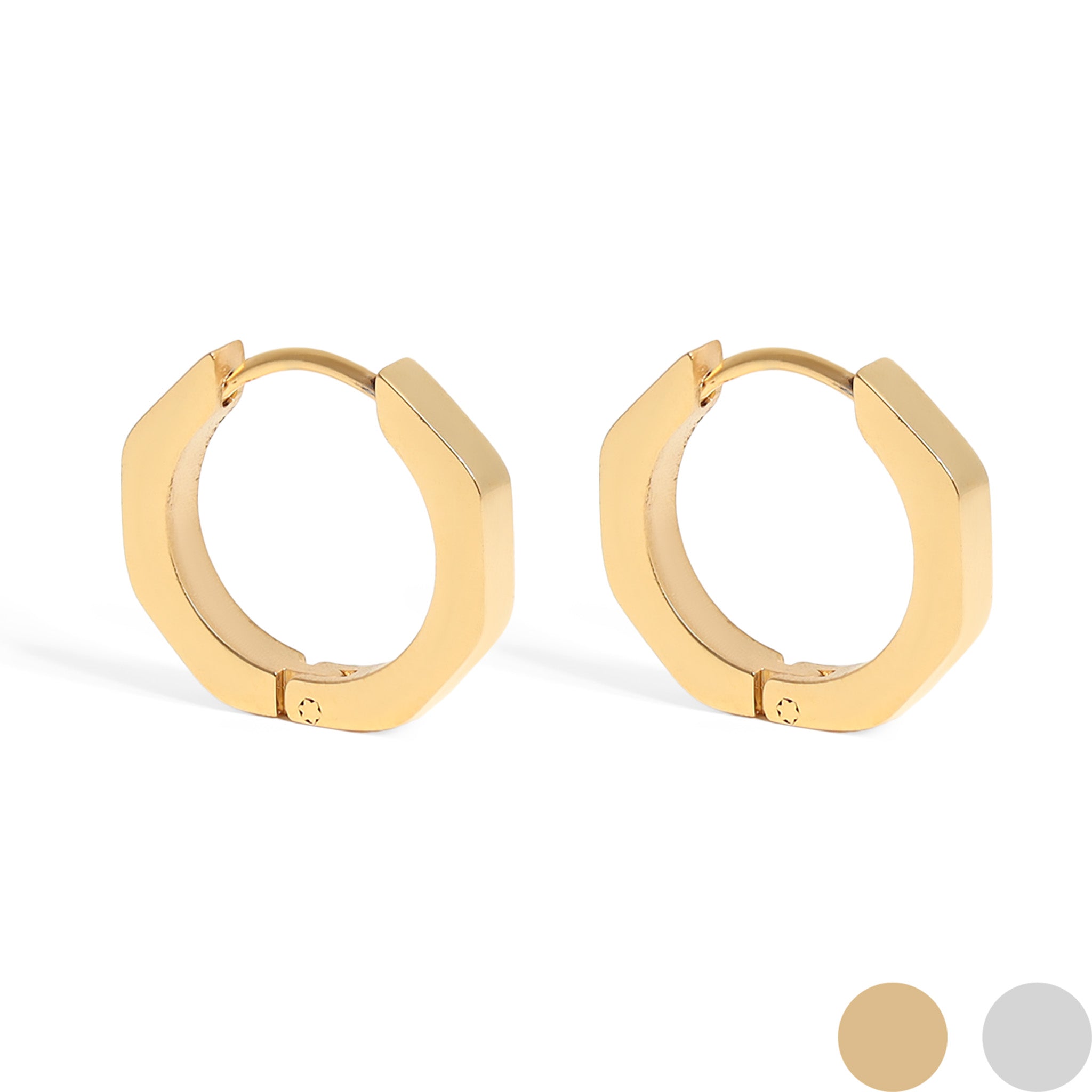 18K Gold PVD Stainless Steel Geometric Huggie Hoop Earrings / ERJ0008