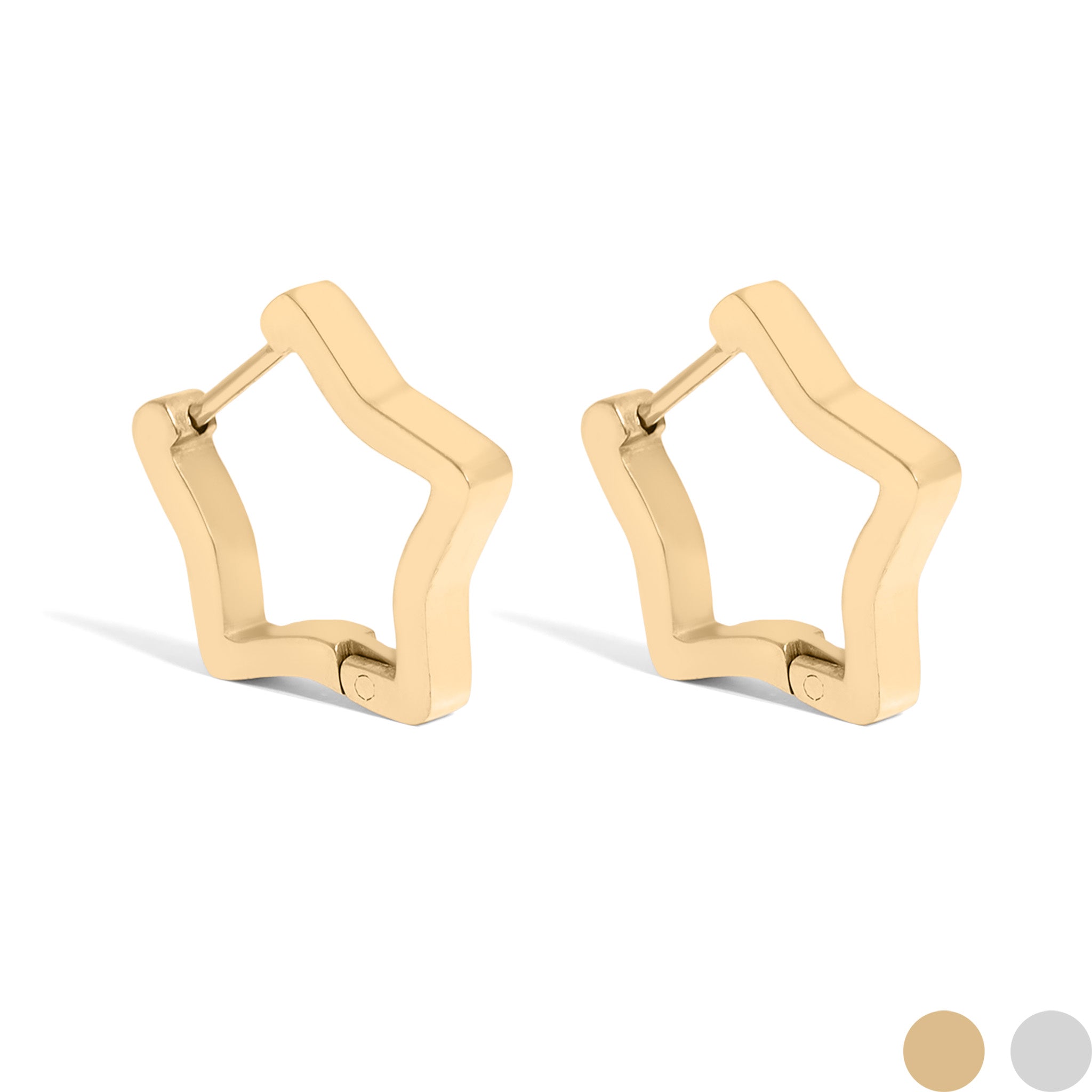 18K Gold PVD Stainless Steel Star Huggie Earrings / ERJ0009