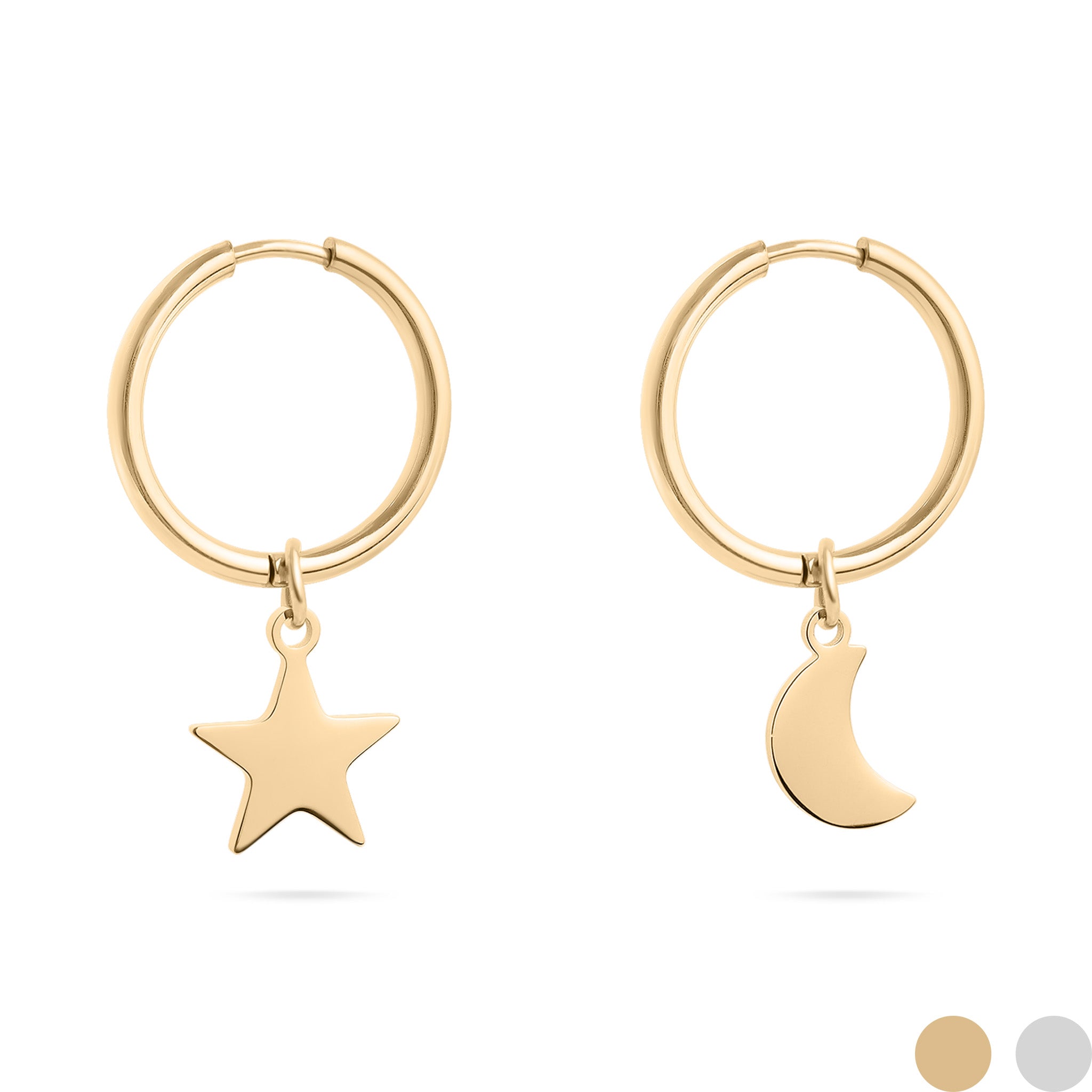 18K guld PVD rostfritt stål Star &amp; Moon hänge örhängen / ERJ0010