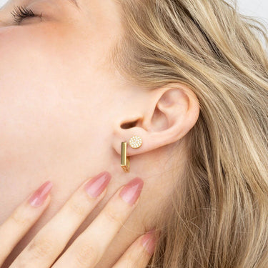 18K Gold PVD Stainless Steel Square Huggie Earrings-gold model 