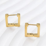 18K Gold PVD Stainless Steel Square Huggie Earrings-gold studio 