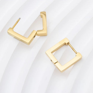 18K Gold PVD Stainless Steel Square Huggie Earrings- gold studio 