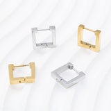 18K Gold PVD Stainless Steel Square Huggie Earrings-gold and silver studio