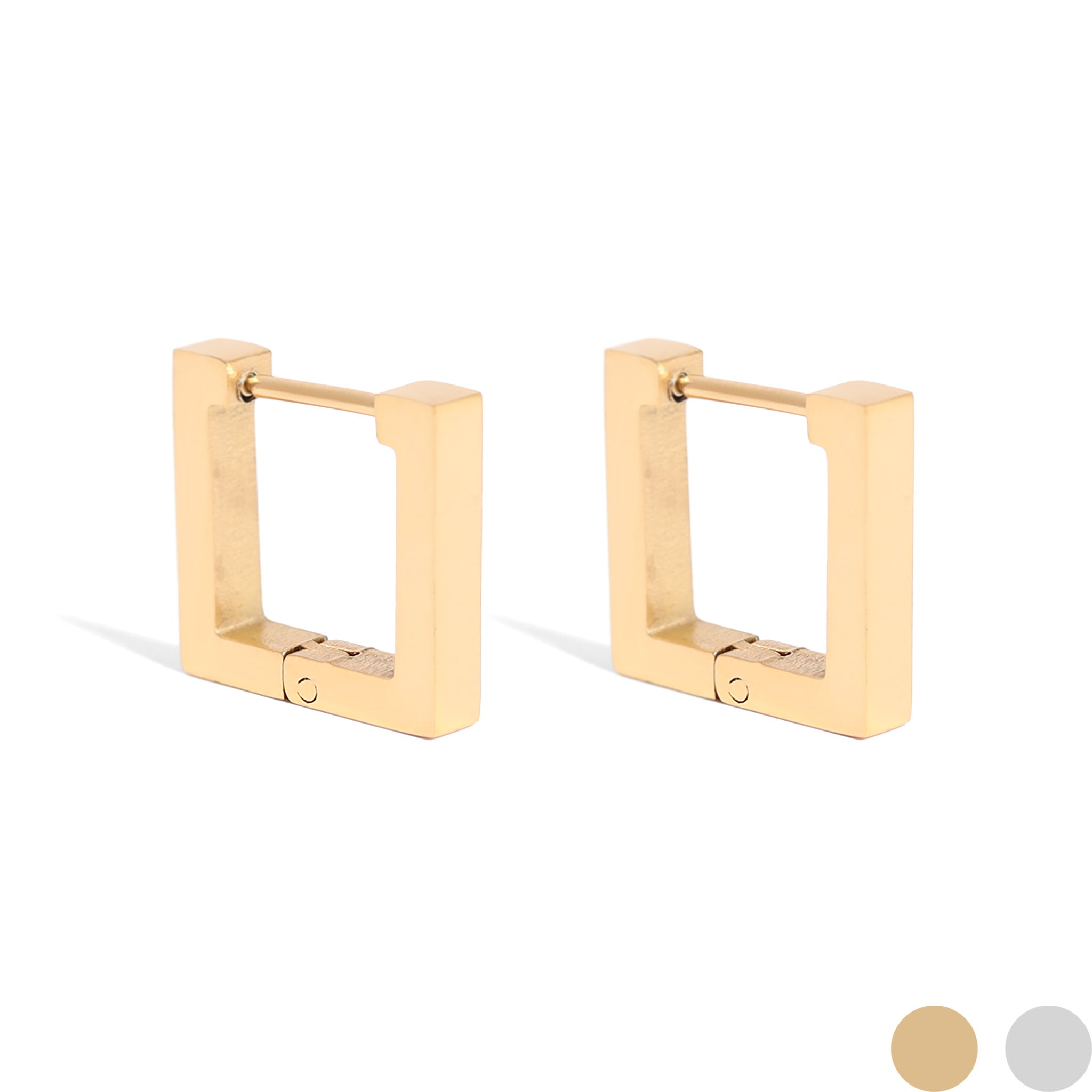 18K Gold PVD Stainless Steel Square Huggie Earrings / ERJ0011