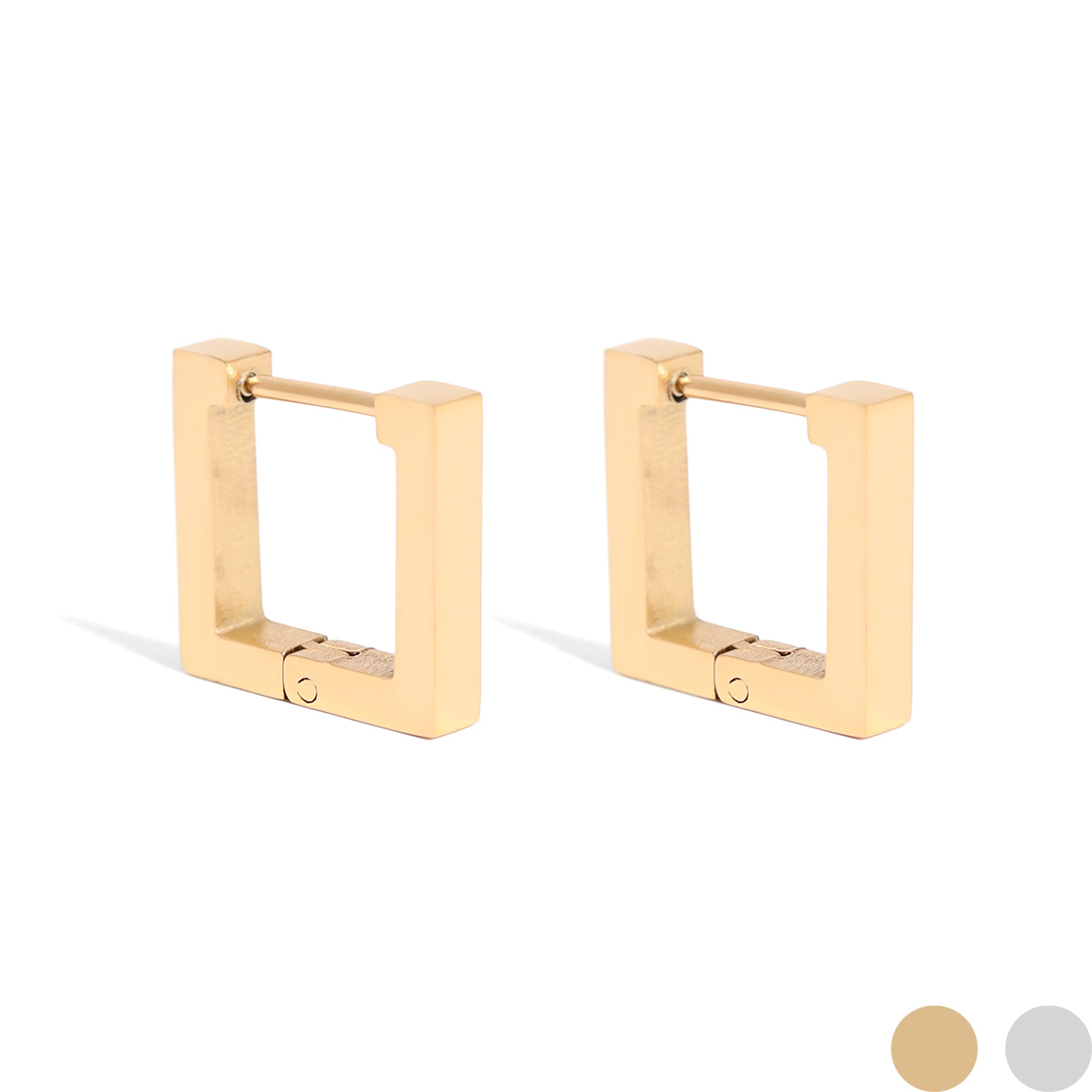 18K Gold PVD rustfritt stål Square Huggie øreringer/ERJ0011