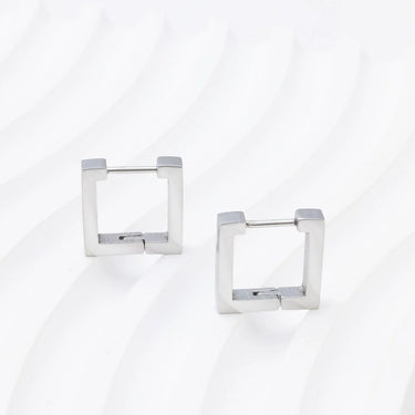 18K Gold PVD Stainless Steel Square Huggie Earrings-gold studio 