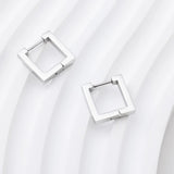 18K Gold PVD Stainless Steel Square Huggie Earrings-silver studio 