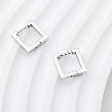 18K Gold PVD Stainless Steel Square Huggie Earrings-silver studio 