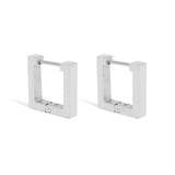 18K Gold PVD Stainless Steel Square Huggie Earrings-silver main 