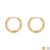 18K Gold PVD Stainless Steel Textured Huggie Hoop Earrings - gold main 