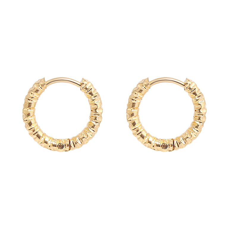 18k Gold PVD Stainless Steel Circle Ball Hoop Earrings main image 0