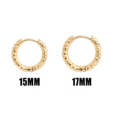 18K Gold PVD Stainless Steel Textured Huggie Hoop Earrings - scale photo 