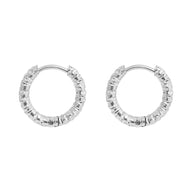 18K Gold PVD Stainless Steel Textured Huggie Hoop Earrings - silver main 