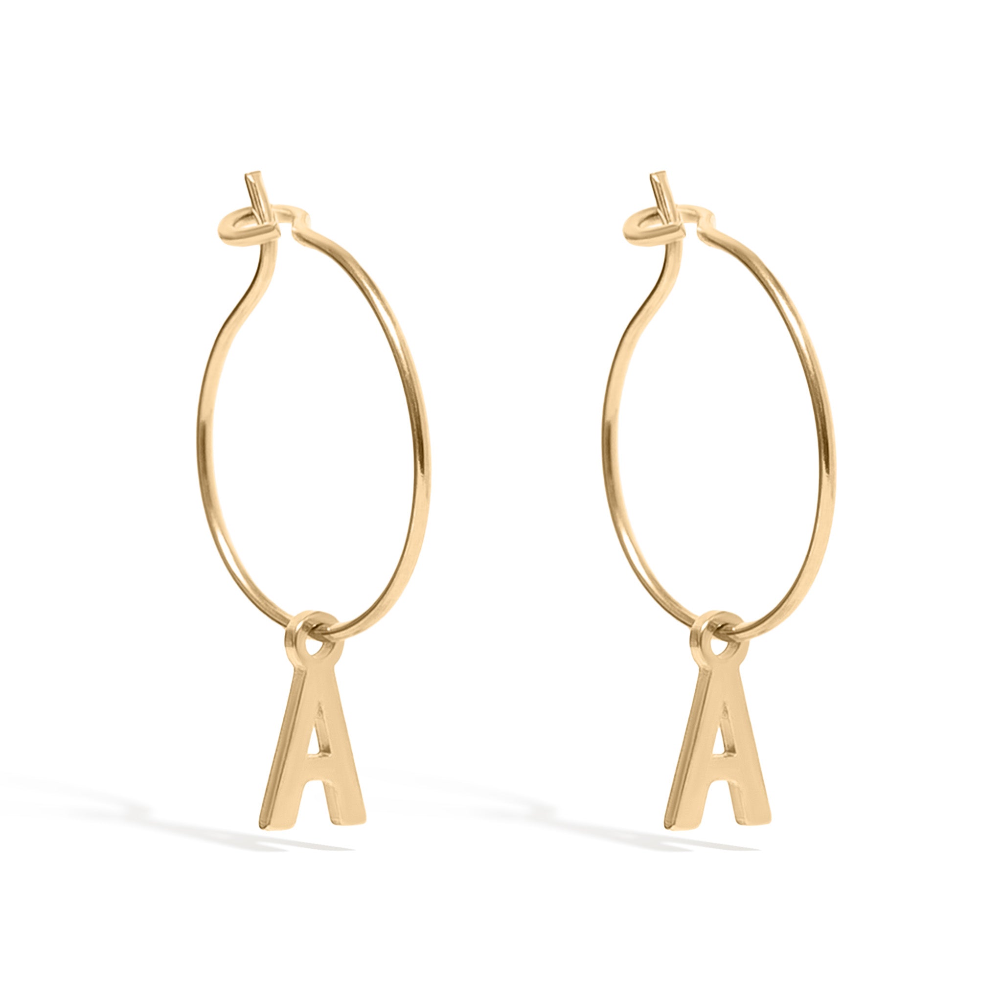 18K Gold PVD Stainless Steel Mini Hoop Initial Earrings / ERJ0013